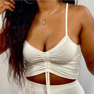 Center Cinched Cropped Sleeveless Top